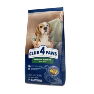 CLUB 4 PAWS Premium pre dospelé psy stredných plemien s kačacím mäsom 14 kg