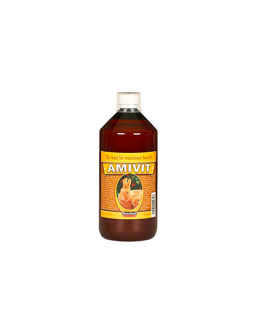 AMIVIT-kralik-1L.jpg Amivit K 1 l – aminokyselinovo-vitamínová zmes doplnok pre chov