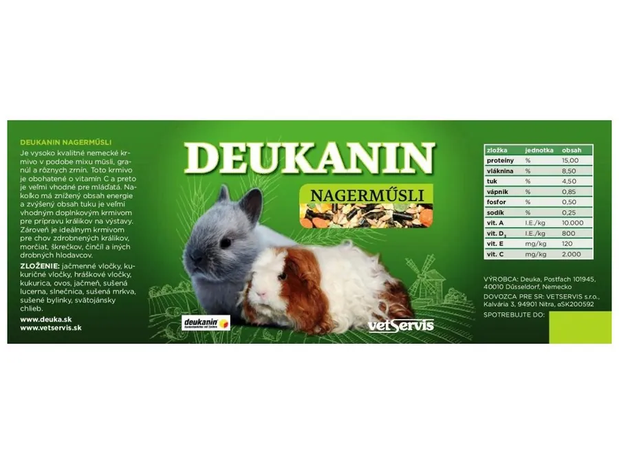 Deukanin Nagermüsli 3 kg pre králiky krmivo pre králiky