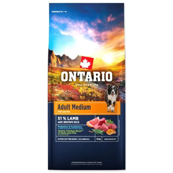 ontario-adult-medium-lamb-rice-12-kg.webp Ontario Adult Medium Lamb & Brown Rice 12 kg granule pre psy