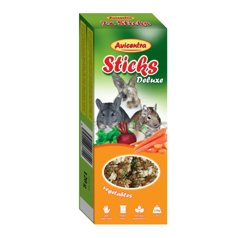 Avicentra Deluxe zeleninové tyčinky pre králiky, morčatá a osmáky 2 ks
