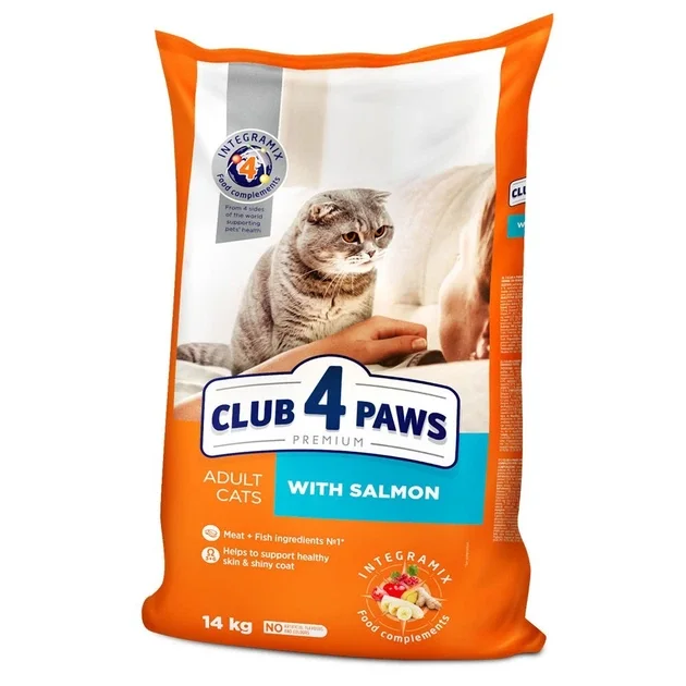 CLUB 4 PAWS Premium pre dospelé mačky – losos 14 kg