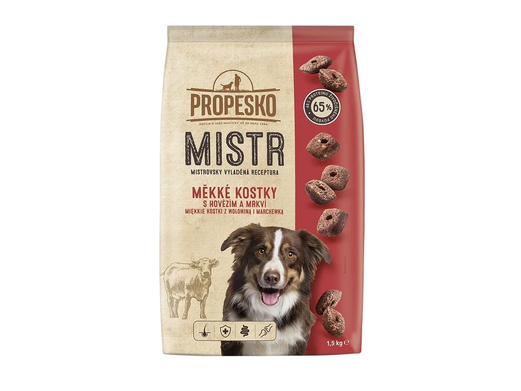 Propesko Dog Mistr Adult hovädzie mäkké kúsky 1,5 kg