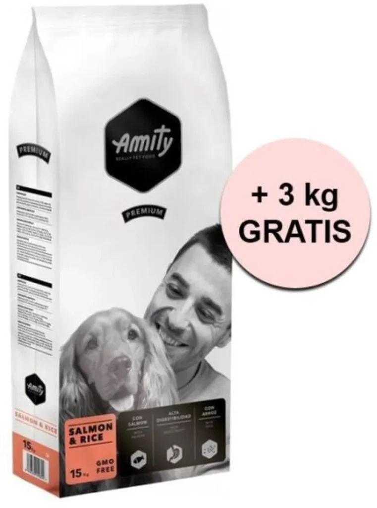 Amity Premium Dog Salmon & Rice 15 + 3 kg – promo balenie granúl