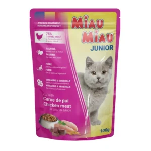 Miau Miau Cat Junior kuracie kúsky v omáčke 100 g – balenie 24 × 100 g