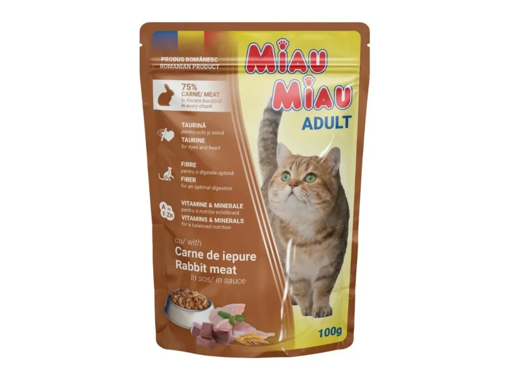 Miau Miau Cat králičie kúsky v omáčke – kapsička 100 g