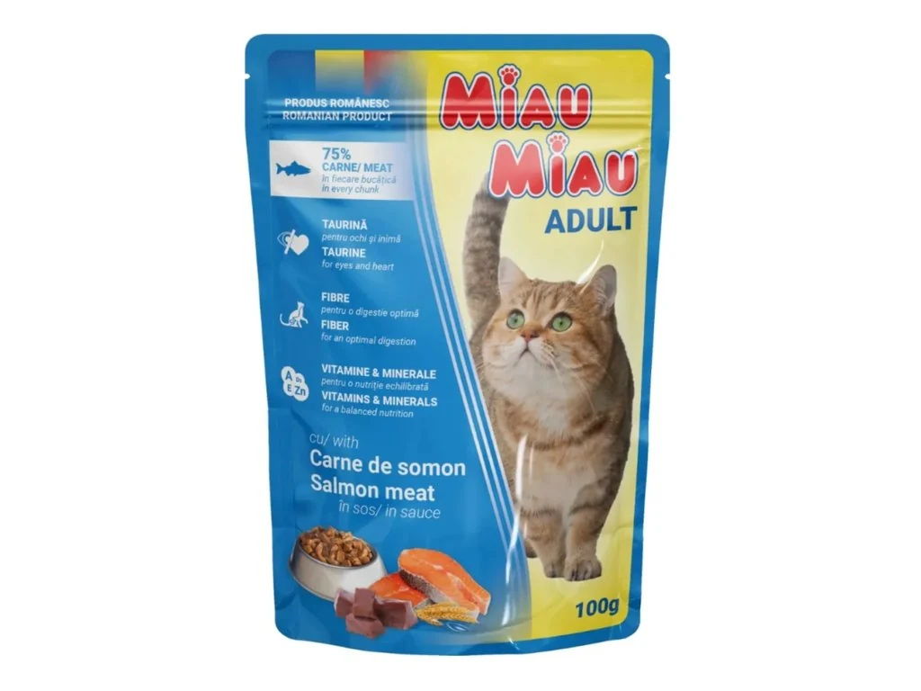 Miau Miau Cat lososové kúsky v omáčke – kapsička 100 g
